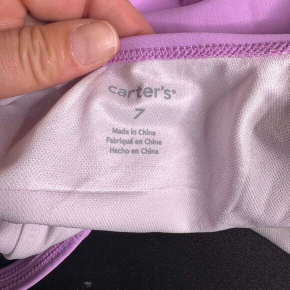 Carter's Girl's Lavender One Piece Tank Swimsuit w/ Sequined Flamingo, Size 7 - Picture 3 of 4